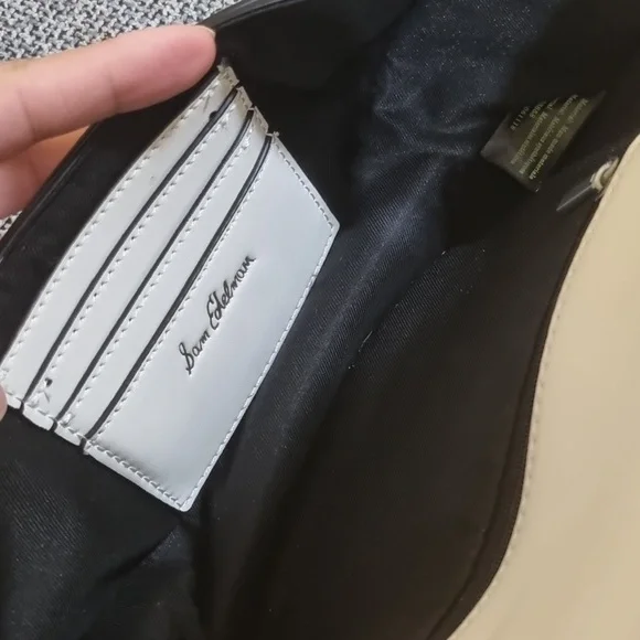 Sam Edelman Dinah Half Moon Handheld/Crossbody Small Bag White w/Silver Hardware - Picture 12 of 16